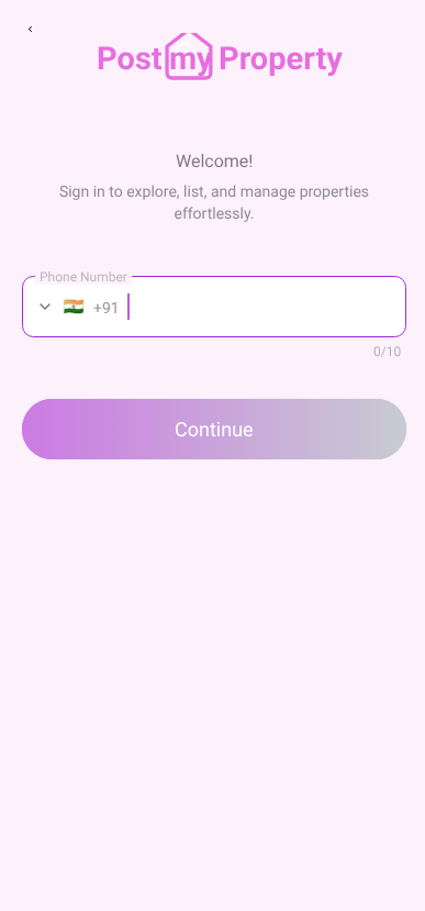Phone Number Sign-in Screen